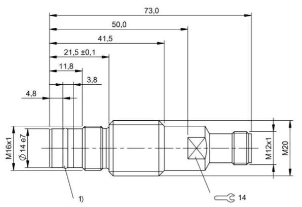 M16 high pressure proximity sensor 500bar L=73mm with M12 connector