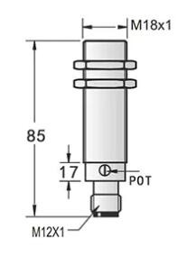 M18 capacitive proximity sensor shielded IP67 Sn=1-8mm adjustable