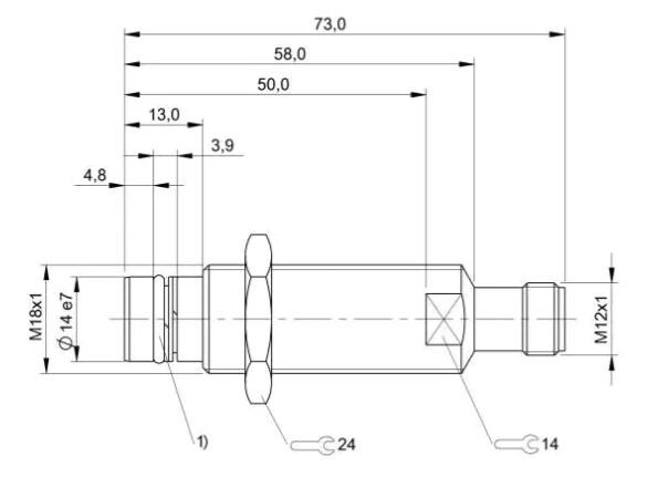 M18 high pressure proximity sensor 500bar L=73mm with M12 connector