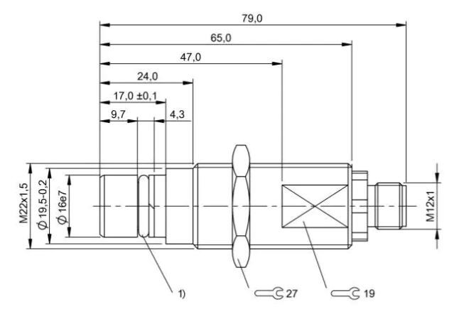 M22 high pressure proximity sensor 500bar L=79mm with M12 connector