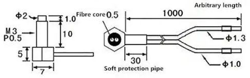 M3 fiber optic sensor diffuse PNP/NPN Sn=0-60mm stainless steel optical sensors