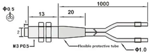 M3 fiber optic sensor diffuse PNP/NPN Sn=0-80mm stainless steel fibre optic probe