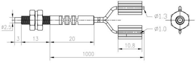 M4 fiber optic sensor diffuse PNP/NPN Sn=40mm stainless steel fiber probe