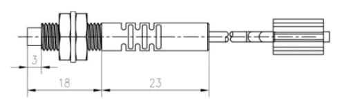 M6 fiber sensor probe diffuse PNP/NPN Sn=90mm stainless steel
