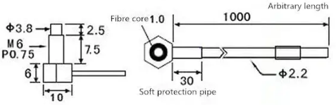 M6 fiber sensor through beam PNP/NPN Sn=1m stainless steel