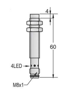 M8 inductive proximity sensor unshielded DC PNP NPN NO NC connector M8*60mm