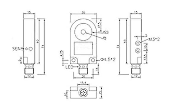 Ring proximity sensor ABS NPN PNP NO NC Sn=0-5mm connector