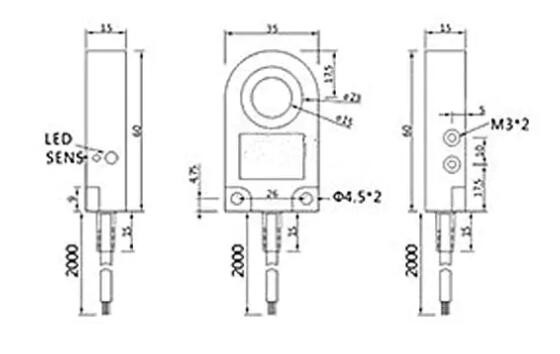 Ring shape inductive proximity sensor ABS NPN PNP NO NC Sn=0-12mm IP67 connector m8